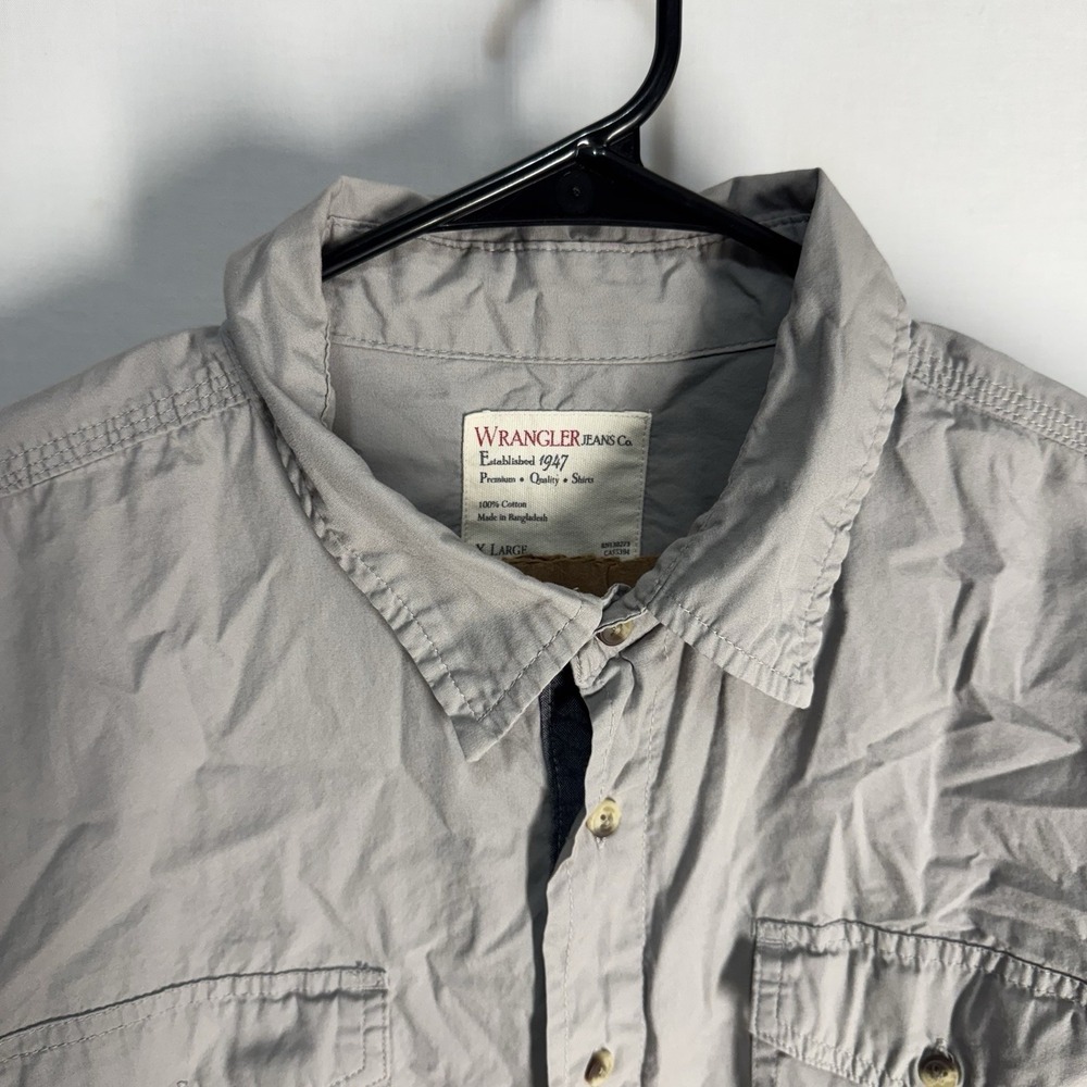 Wrangler Jean Co. Button Down Shirt Mens X-Large XL Long Sleeve Gray 100% Cotton - Picture 3 of 14